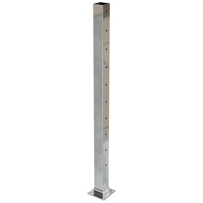Square Int Post with 11 holes Mirror - Welded Base Plate