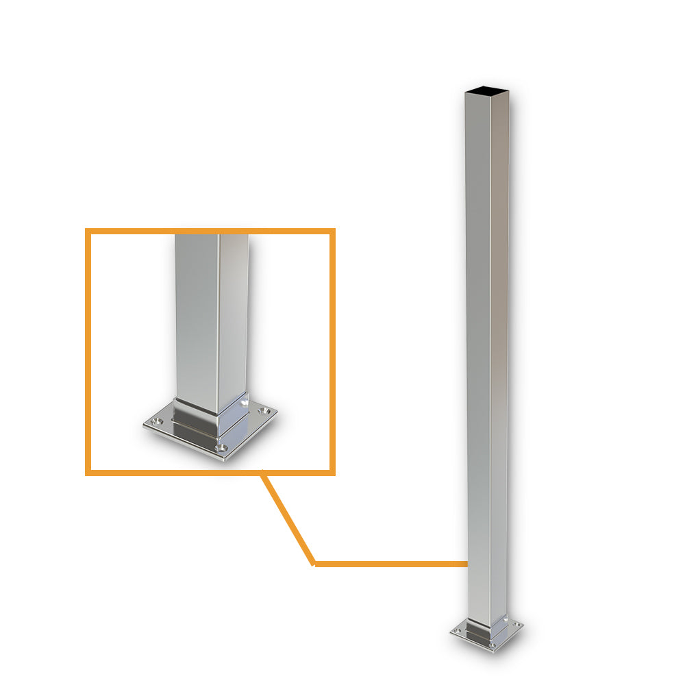 Square Post Blank Satin Finish - Welded Base Plate