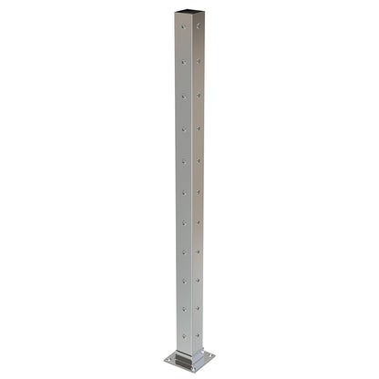 Square Corner Post with Nutserts Satin Finish - Welded Base Plate