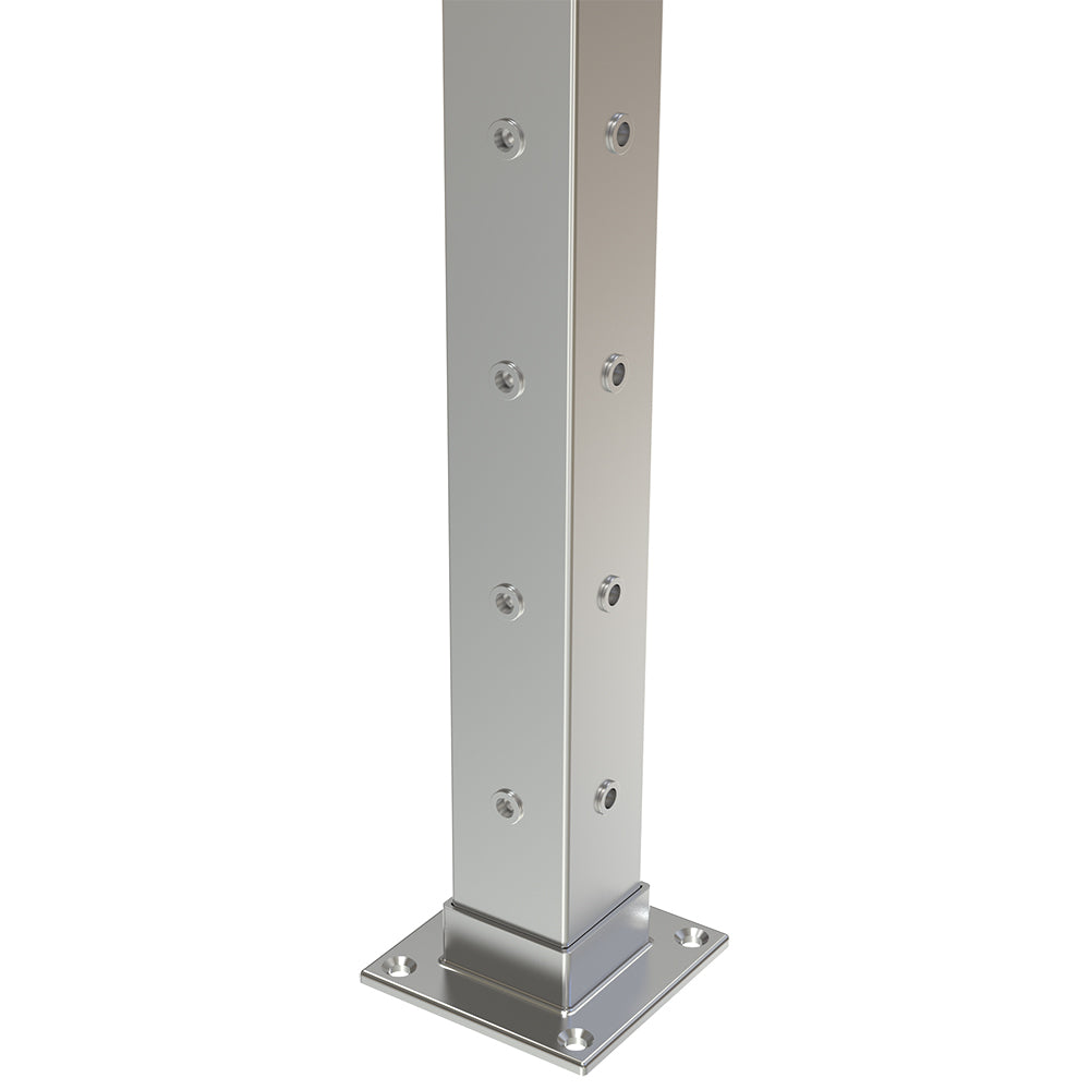 Square Corner Post with Nutserts Satin Finish - Welded Base Plate