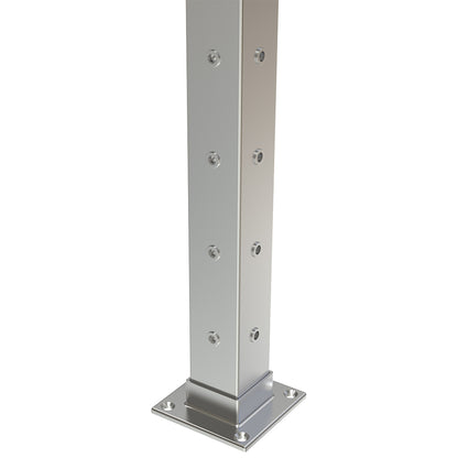 Square Corner Post with Nutserts Satin Finish - Welded Base Plate
