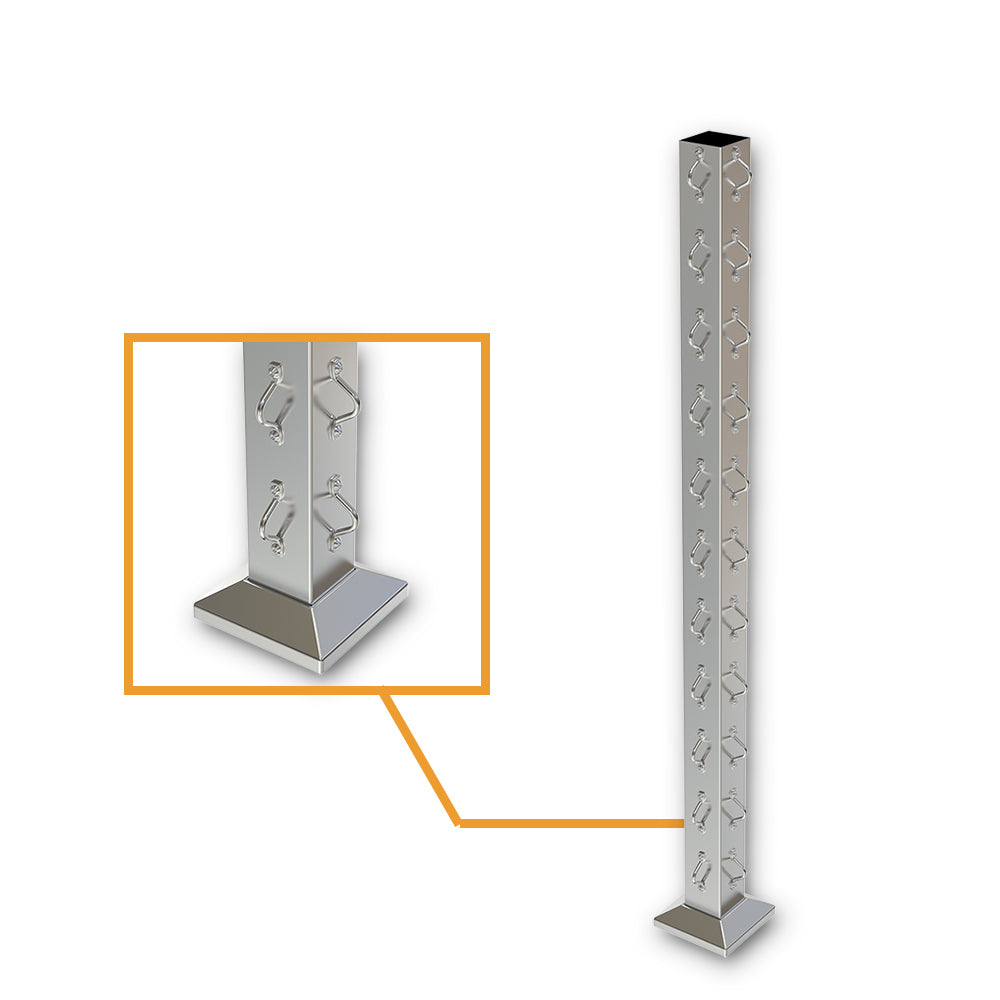 Square Corner Post with Saddles Satin Finish - Base Plate and Cover