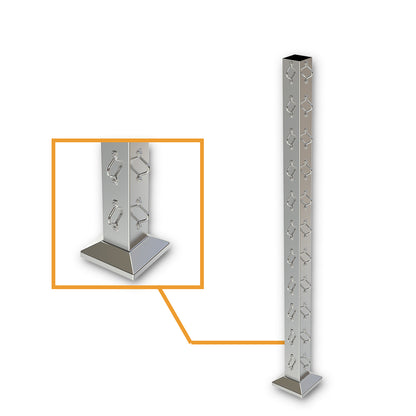 Square Corner Post with Saddles Satin Finish - Base Plate and Cover
