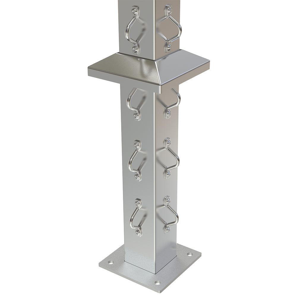 Square Corner Post with Saddles Satin Finish - Base Plate and Cover