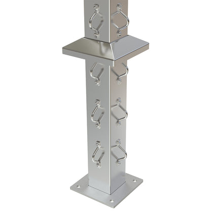 Square Corner Post with Saddles Satin Finish - Base Plate and Cover