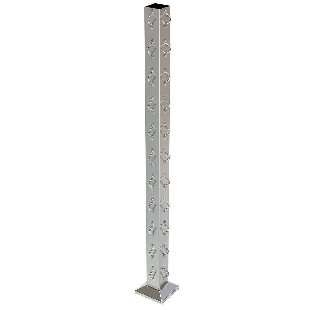 Square Corner Post with Saddles Satin Finish - Base Plate and Cover