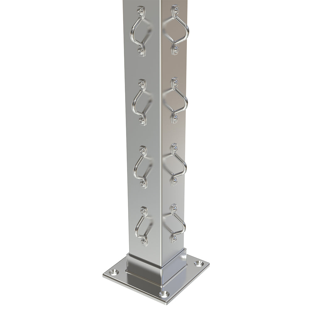 Square Corner Post with Saddles Satin Finish - Welded Base Plate