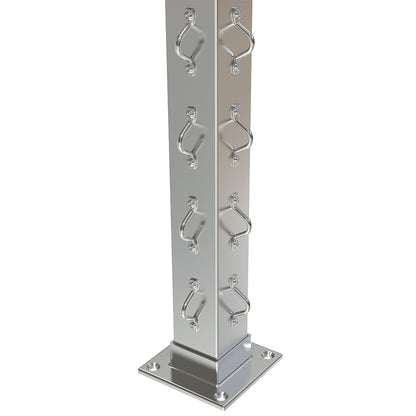 Square Corner Post with Saddles Satin Finish - Welded Base Plate