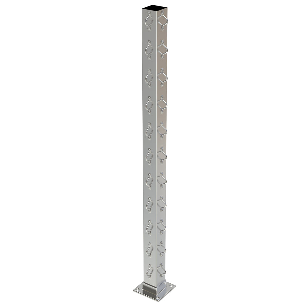 Square Corner Post with Saddles Satin Finish - Welded Base Plate