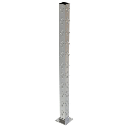 Square Corner Post with Saddles Satin Finish - Welded Base Plate