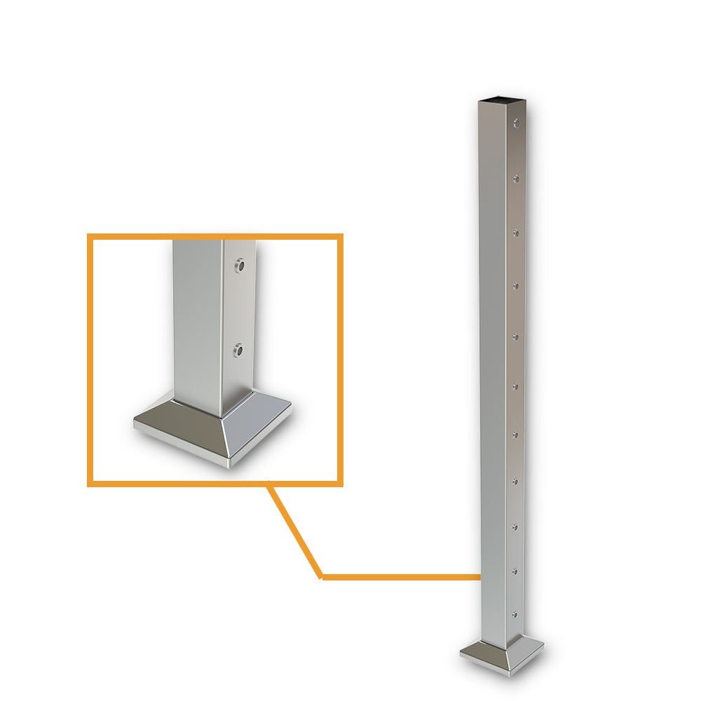 Square End Post with Nutserts Satin Finish - Base Plate and Cover