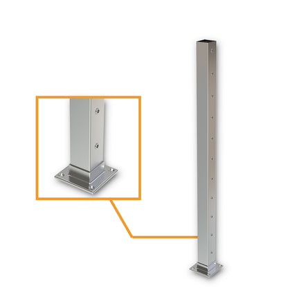 Square End Post with Nutserts Satin Finish - Welded Base Plate