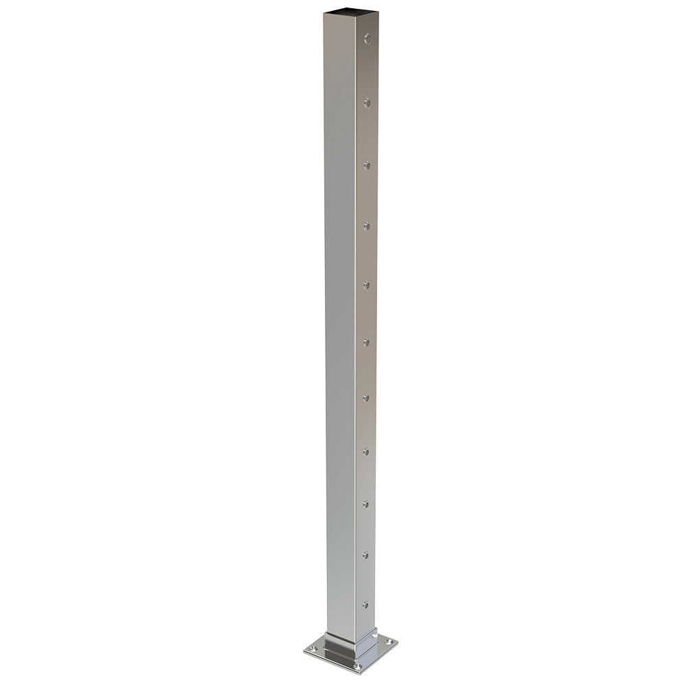 Square End Post with Nutserts Satin Finish - Welded Base Plate