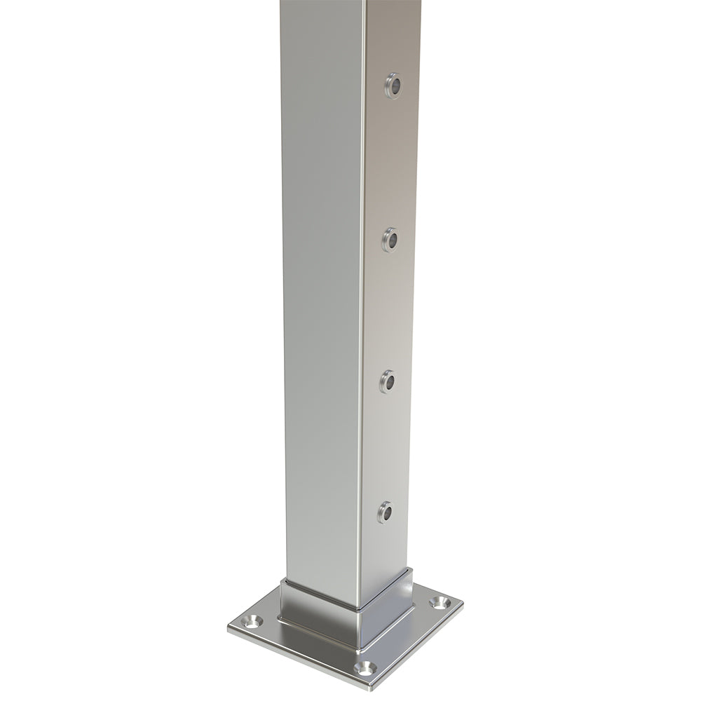 Square End Post with Nutserts Satin Finish - Welded Base Plate