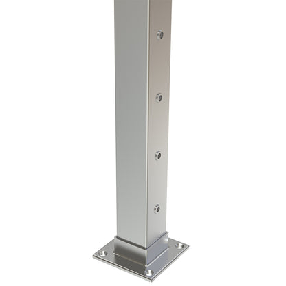 Square End Post with Nutserts Satin Finish - Welded Base Plate