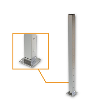 Square End Post with Nutserts Satin Finish - Welded Base Plate
