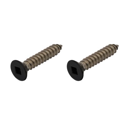 Black Etch Self Tapping Screw CSK Head Square Drive 12g x 1 1/4 316 Grade Stainless Steel 2PK - For Top Plate to Handrail