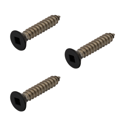 Black Etch Self Tapping Screw CSK Head Square Drive 12g x 1 1/4 316 Grade Stainless Steel - 3 PK- For Top Plate to Handrail