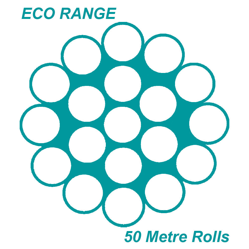 3.2mm 1 x 19 Wire Rope 50 Metre Roll - 316 Grade Stainless Steel