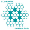 3.2mm 7 x 7 Wire Rope 100 Metre Roll - 316 Grade Stainless Steel