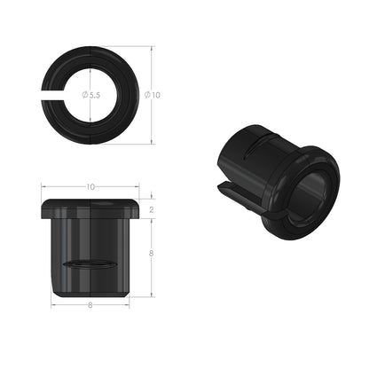 Grommet Split for 3.2-4mm wire - Suits 3-4mm Wall Thickness - Black - Drill Hole Size: 8mm