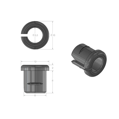 Grommet Split for 3.2-4mm wire - Suits 3-4mm Wall Thickness - Silver - Drill Hole Size: 8mm