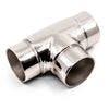 Tee Joiner to suit 1.5mm Round Tube 316 Grade Stainless Steel - Mirror Polish - SIZES: 25.4mm, 38.1mm, 50.8mm