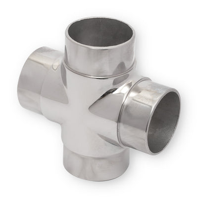 Star Tee Joiner to suit 1.5mm Round Tube 316 Grade Stainless Steel - Mirror Polish - SIZES: 38.1mm, 50.8mm