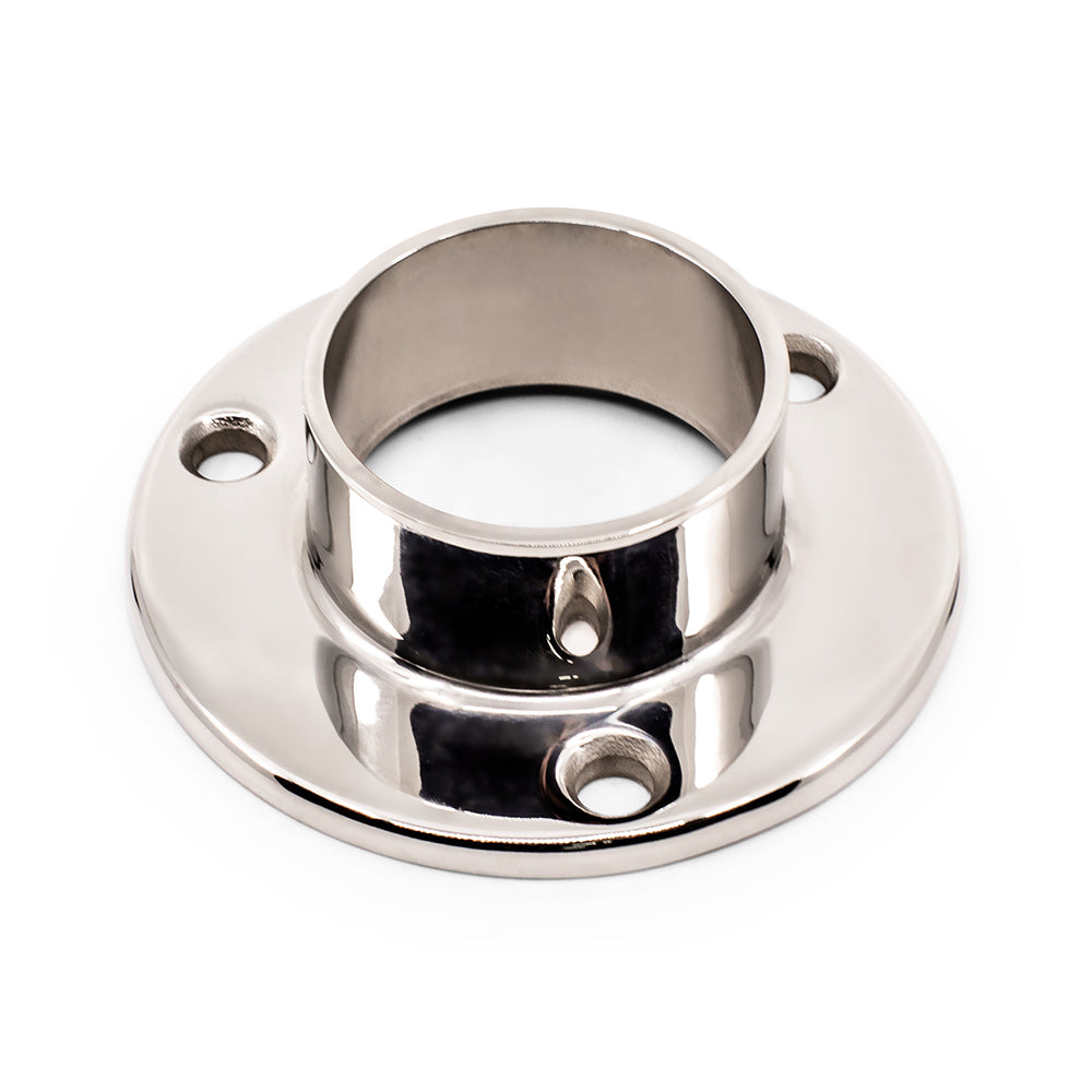 Post Round Base Plate/ Flange 316 Grade Stainless Steel - Mirror Polish - SIZES: 25.4mm, 38.1mm, 50.8mm