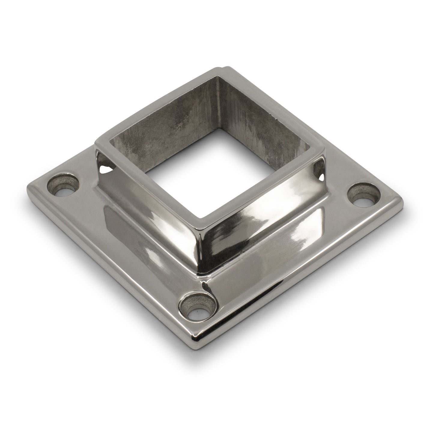 Square Flange 4 Holes to suit 2 (50.8mm) x 1.5mm Square Tube 316 Grade Stainless - Mirror Polish