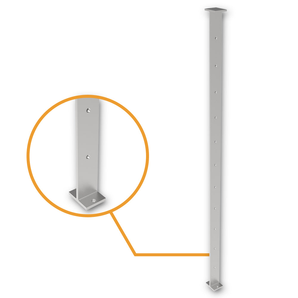 Post Intermediate 40mm x 5mm - 960mm High with 11 x 7.5mm - 316 Grade Stainless Steel Satin Finish