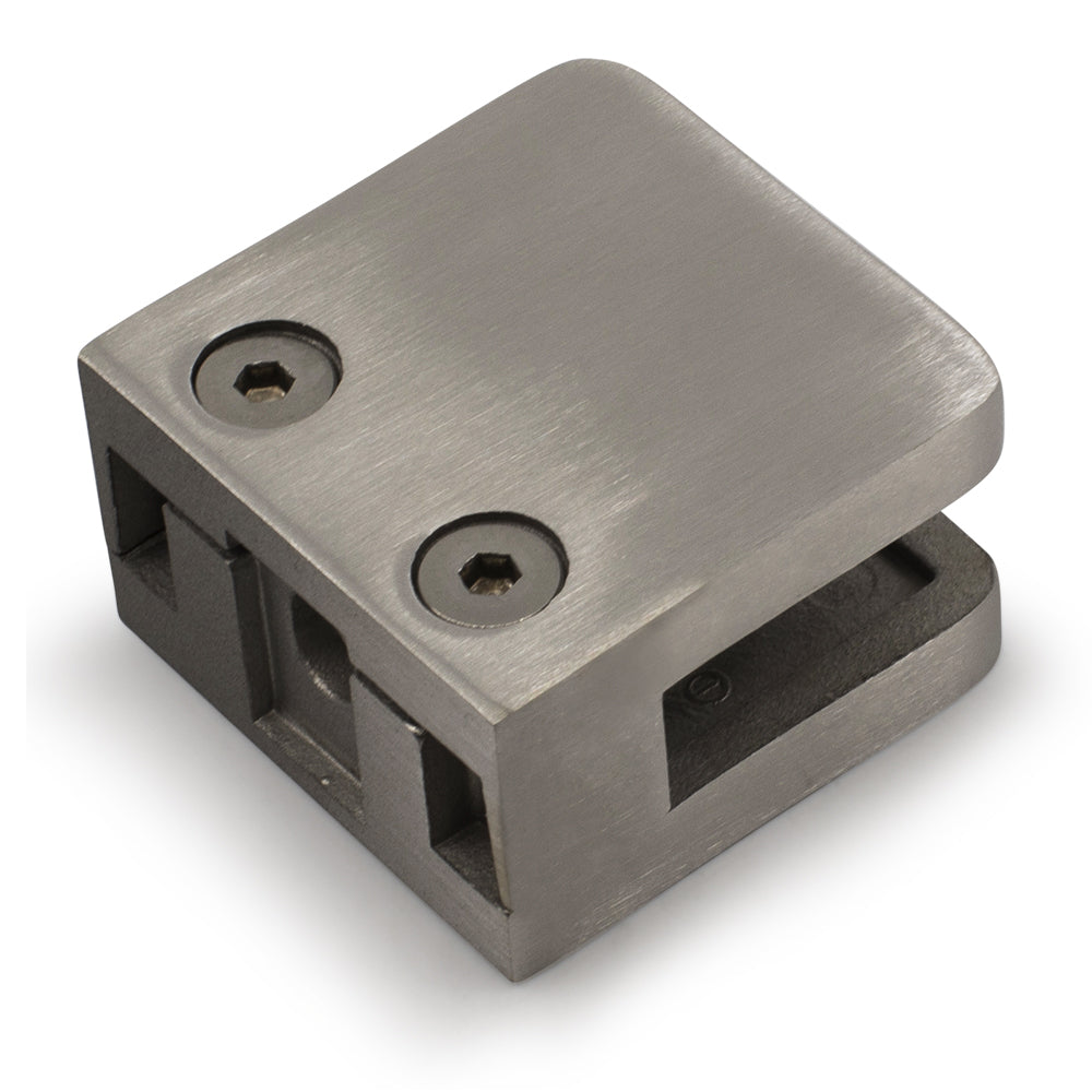 Glass Clamp Large Square/Flat Type to suit  8, 10, 12mm Glass - 316 Grade Stainless Steel - Satin Finish