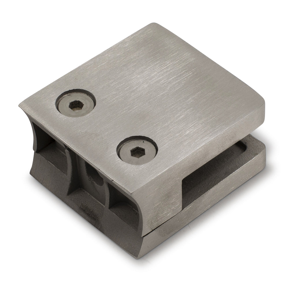 Glass Clamp Large Square/Radius 2" Type to suit  8, 10, 12mm Glass - 316 Grade Stainless Steel - Satin Finish