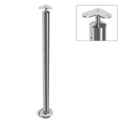 Heavy Duty Wire Balustrade 50.8mm x 3.0mm CORNER Post - Flat Handrail - MIRROR POLISH
