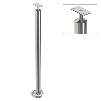 Heavy Duty Wire Balustrade 50.8mm x 3.0mm END Post - Flat Handrail - MIRROR POLISH