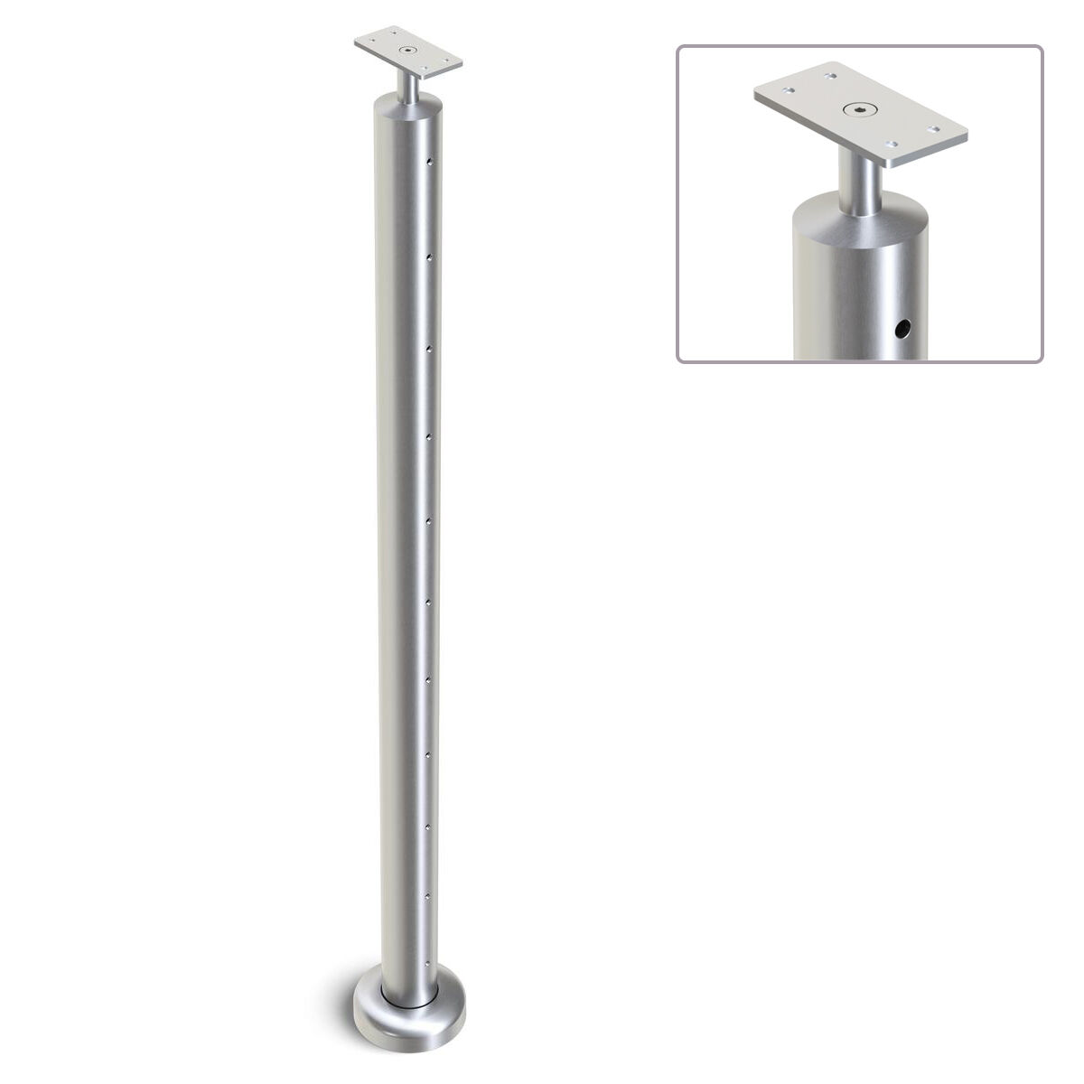 Heavy Duty Wire Balustrade 50.8mm x 3.0mm END Post - Flat Handrail - SATIN FINISH