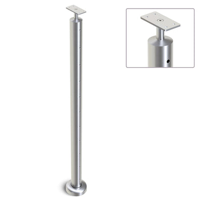 Heavy Duty Wire Balustrade 50.8mm x 3.0mm END Post - Flat Handrail - SATIN FINISH