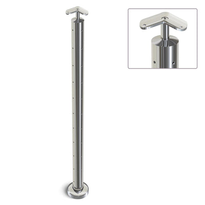Heavy Duty Wire Balustrade 50.8mm x 3.0mm CORNER Post - Round Handrail - MIRROR POLISH