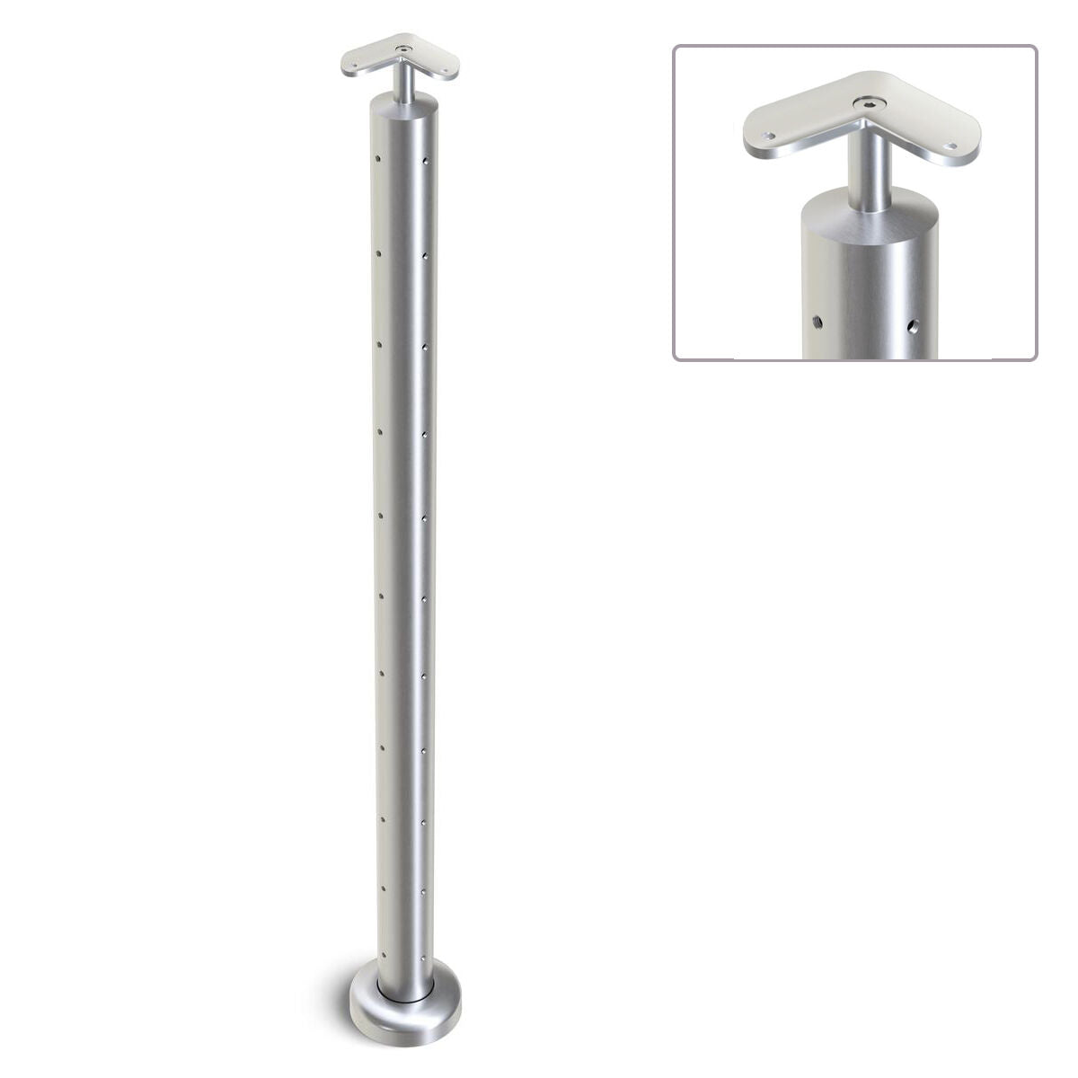 Heavy Duty Wire Balustrade 50.8mm x 3.0mm CORNER Post - Round Handrail - SATIN FINISH