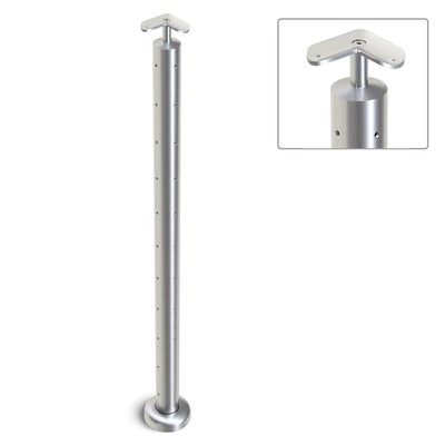 Heavy Duty Wire Balustrade 50.8mm x 3.0mm CORNER Post - Round Handrail - SATIN FINISH