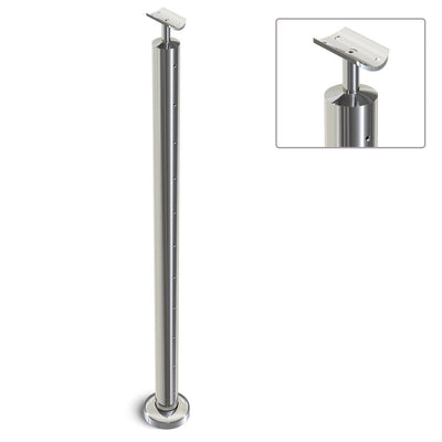 Heavy Duty Wire Balustrade 50.8mm x 3.0mm END Post - Round Handrail - MIRROR POLISH