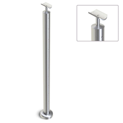 Heavy Duty Wire Balustrade 50.8mm x 3.0mm END Post - Round Handrail - SATIN FINISH