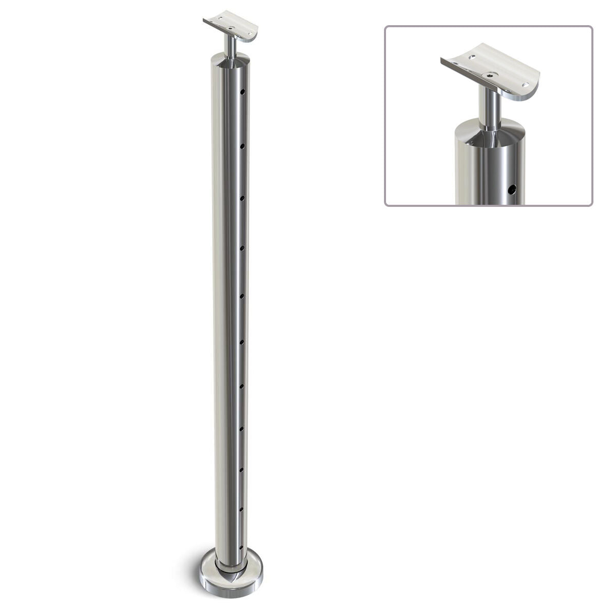 Heavy Duty Wire Balustrade 50.8mm x 1.6mm INTERMEDIATE Post 960mm High 11 x 7.5mm Holes