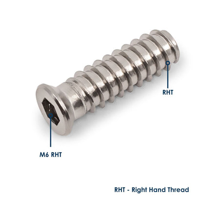 Threaded Timber Inserts M6 x 32mm RHT - 304 Grade Stainless Steel