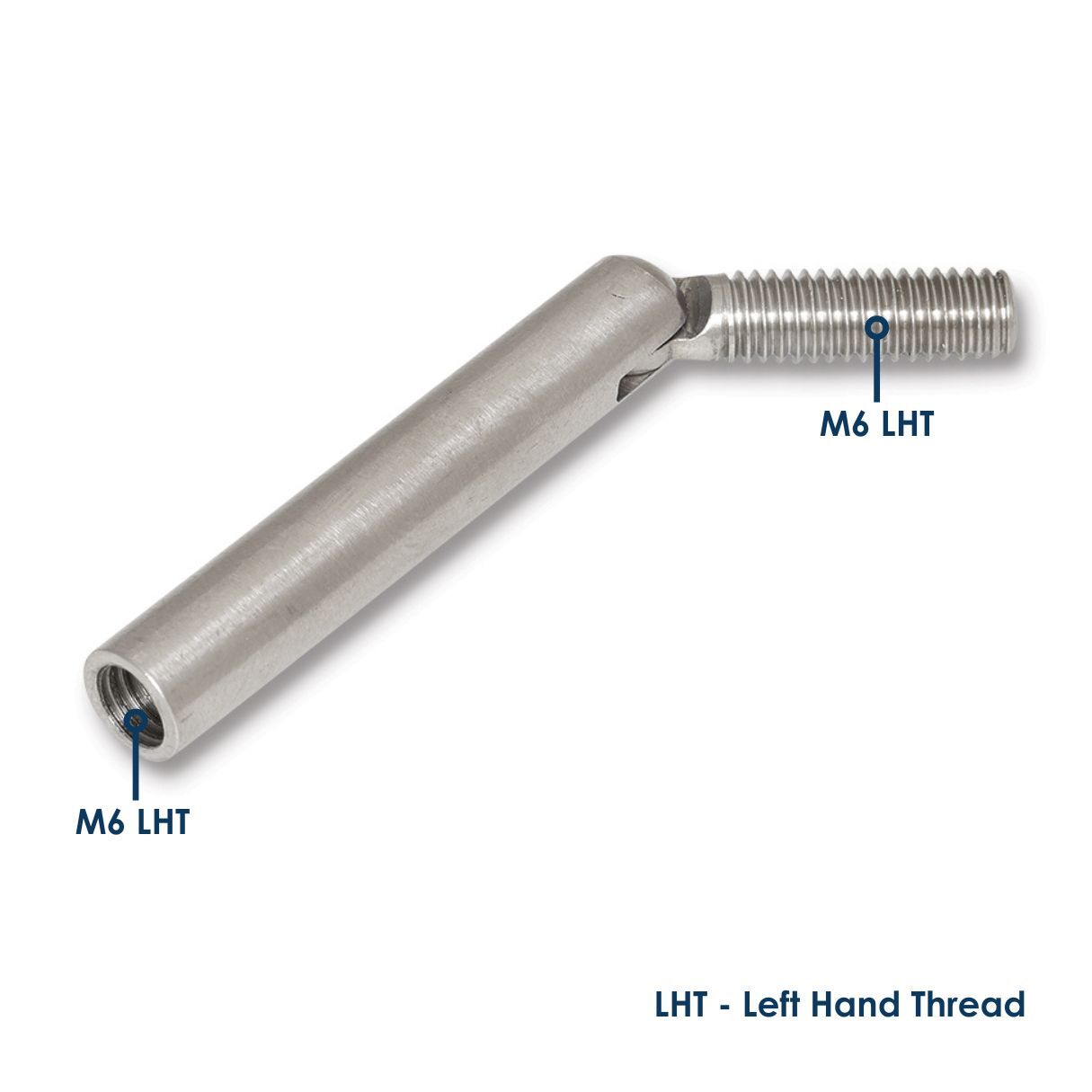 Angle Connector M6 x 15mm Left Hand Thread - 316 Grade Stainless Steel