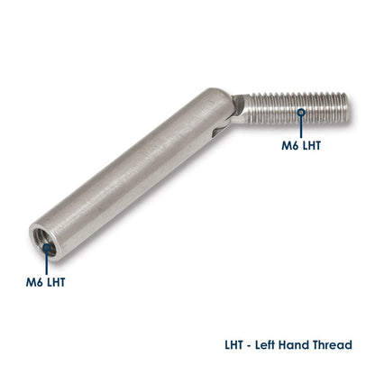 Angle Connector M6 x 15mm Left Hand Thread - 316 Grade Stainless Steel
