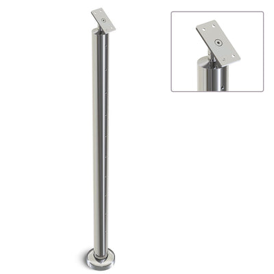 Heavy Duty Wire Balustrade 50.8mm x 3.0mm END Angled Post - Flat Handrail - MIRROR POLISH