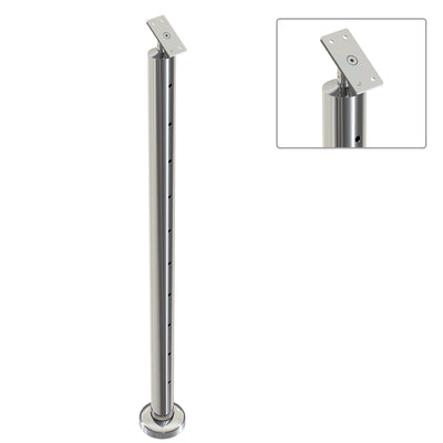 Heavy Duty Wire Balustrade 50.8mm x 1.6mm INTERMEDIATE  Angled Post - Flat Handrail - MIRROR POLISH