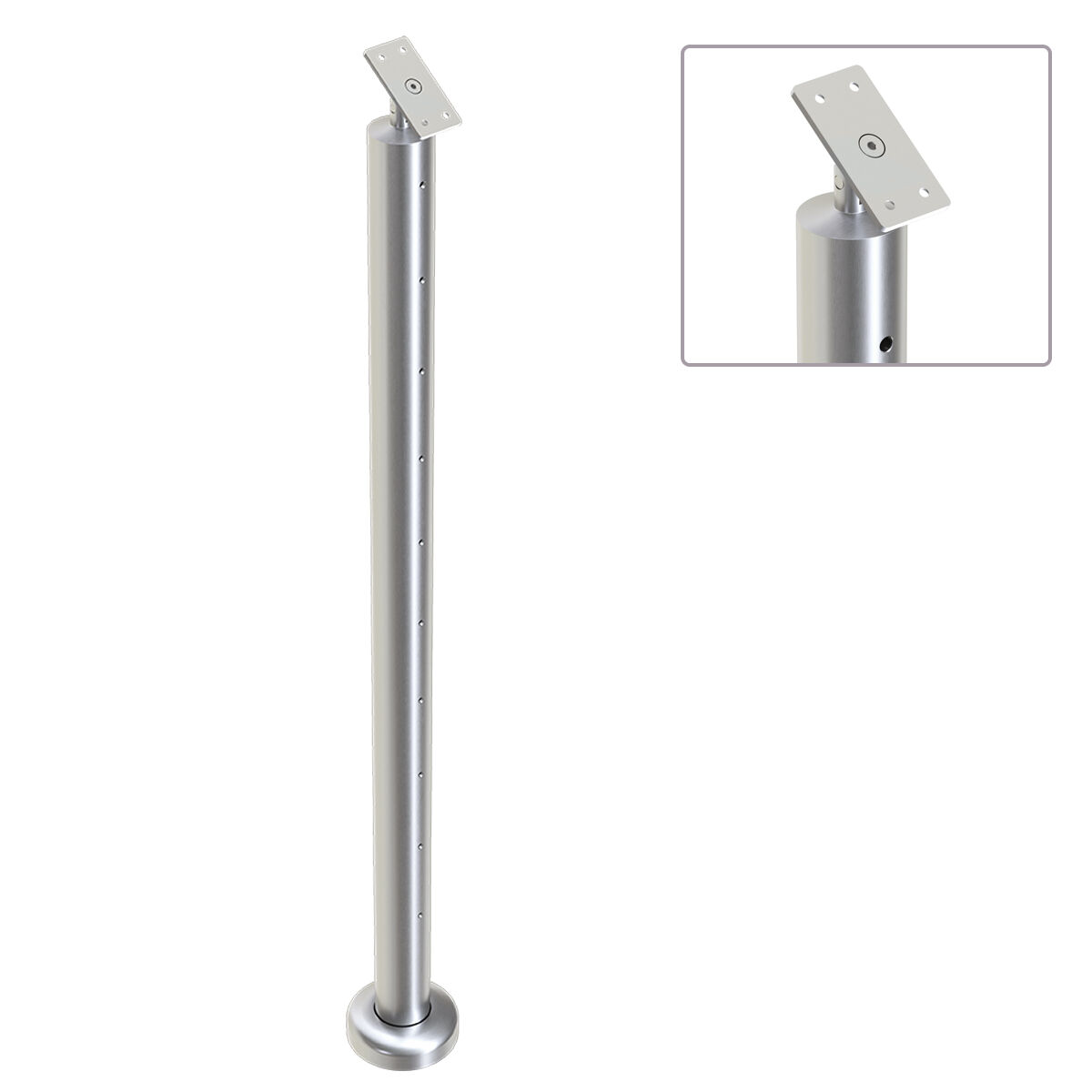 Heavy Duty Wire Balustrade 50.8mm x 1.6mm INTERMEDIATE  Angled Post - Flat Handrail - SATIN FINISH