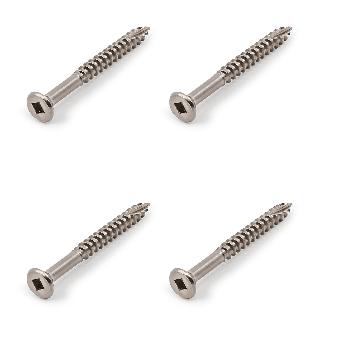Self Tapping Screw CSK Head Square Drive 12g x 1/4 316 Grade Stainless Steel - 4 PACK - for Post Top Plate to Post